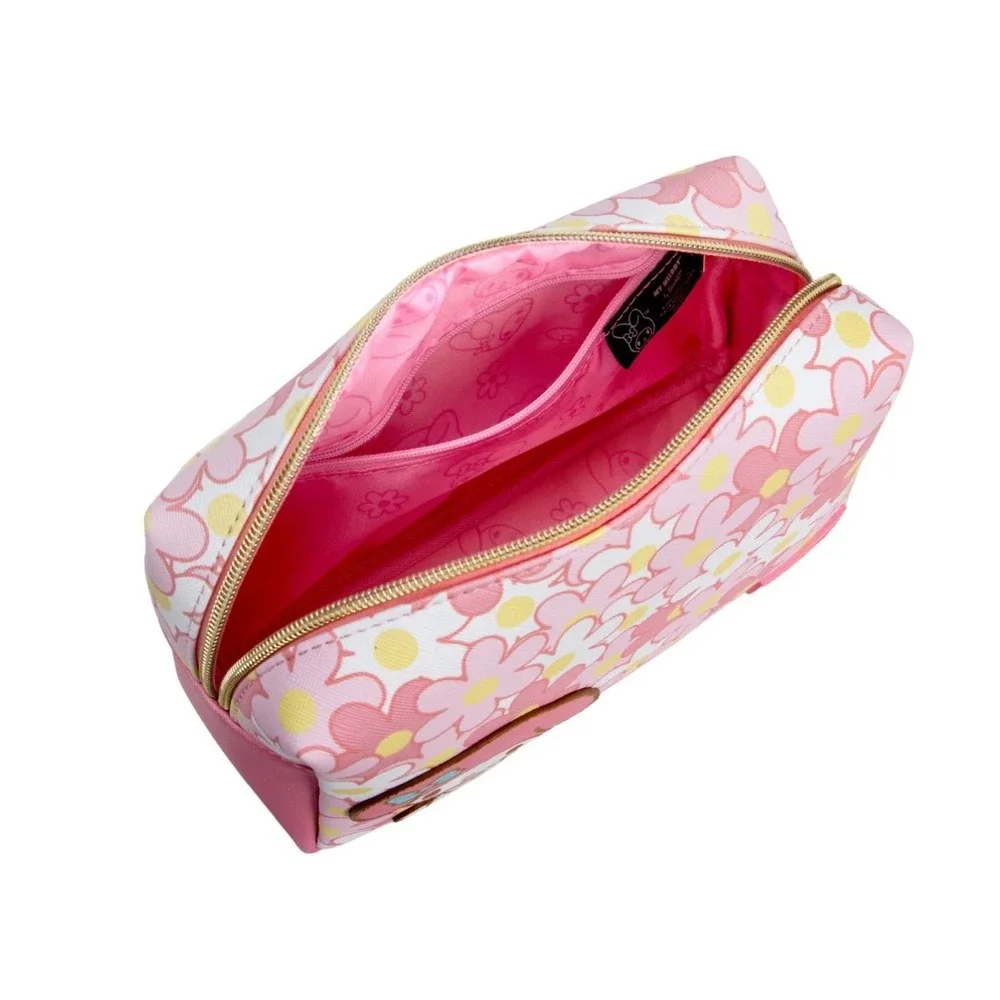 Impressions Vanity My Melody Makeup Bag OS Pink‎ Floral Saffiano Pouch NWT